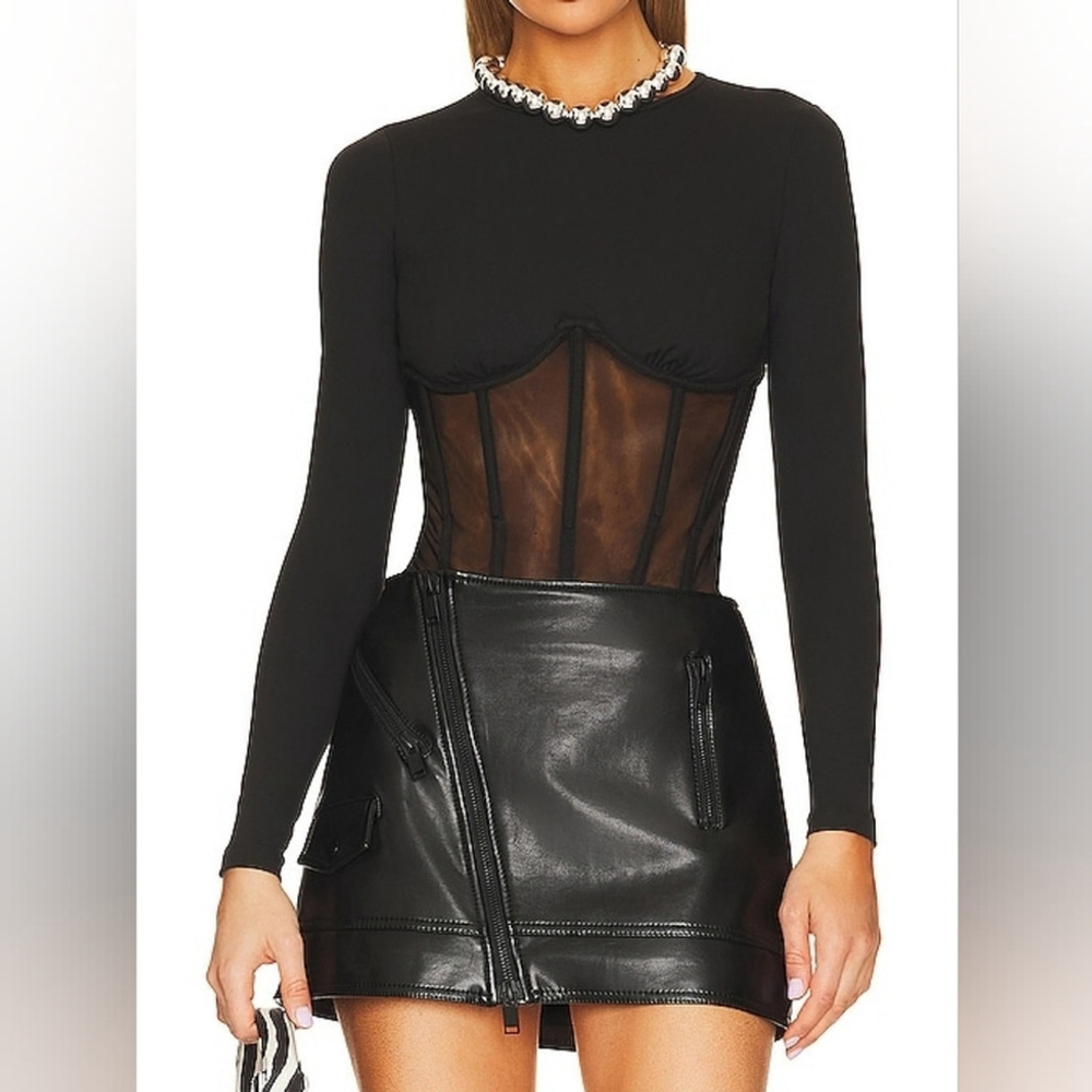 NWT $325 CAMI NYC Zoma Bodysuit Black Size 12 Revolve